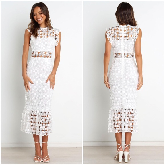 Nwt Chelsea Lace Trumpet Midi Dress Lilac - Picture 12 of 12